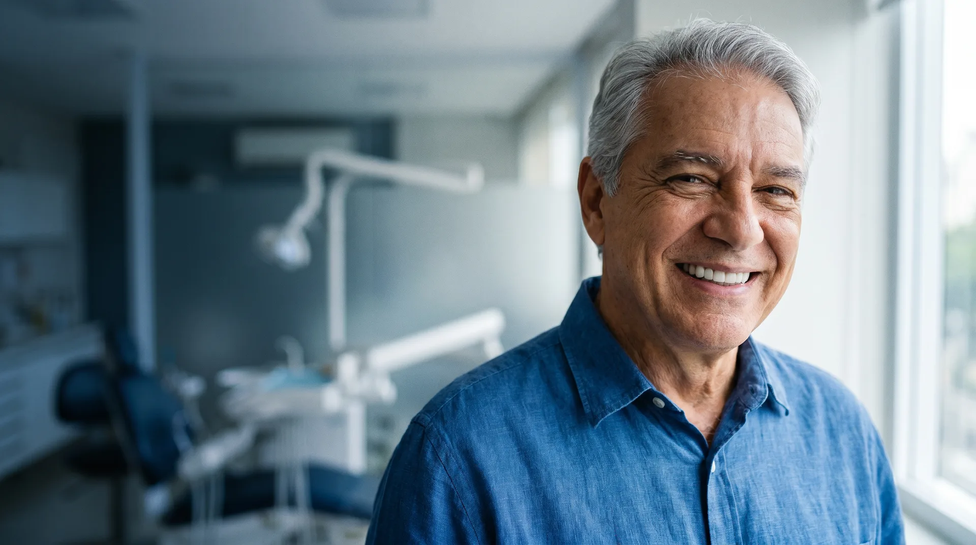 Sorriso branco e alinhado após colocação de lentes de porcelana na Oral Brasil