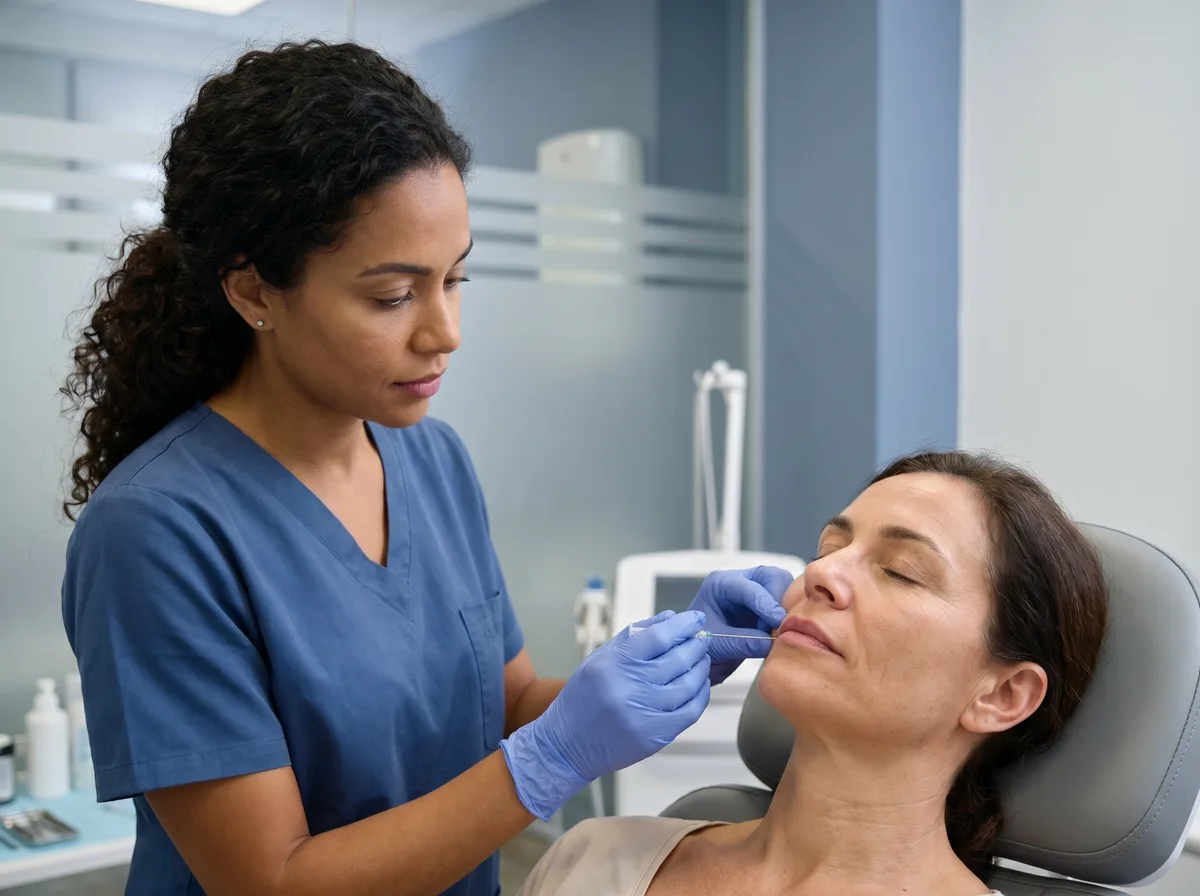 Sorriso natural após preenchimento labial realizado pela equipe da Oral Brasil