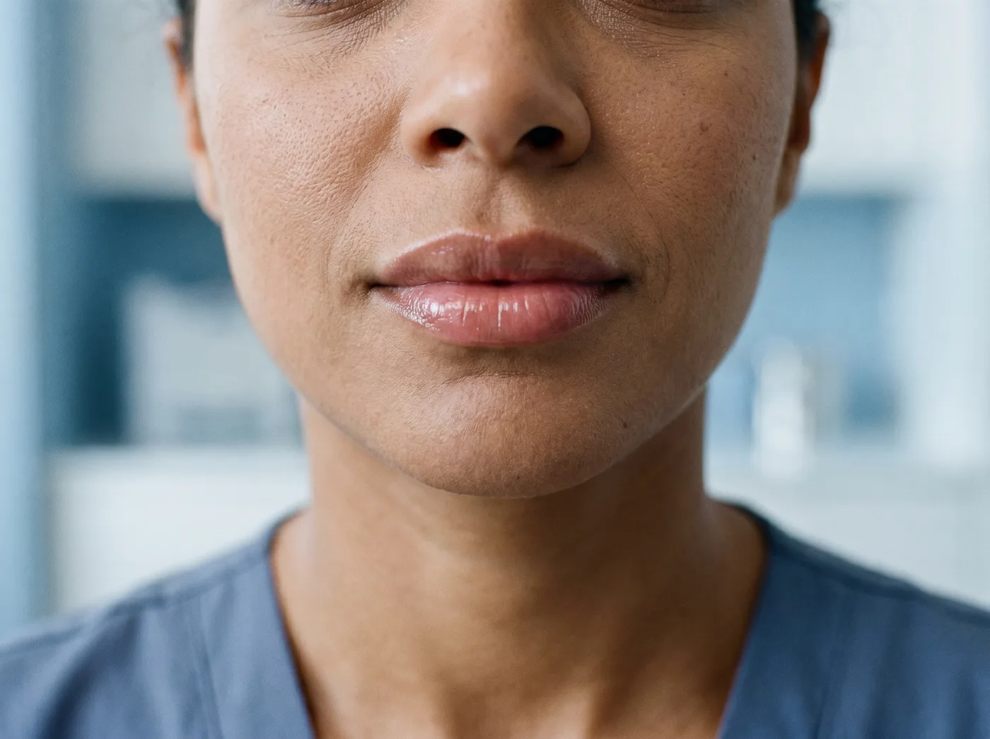 Aplicação de preenchimento labial com ácido hialurônico em close nos lábios, na Oral Brasil